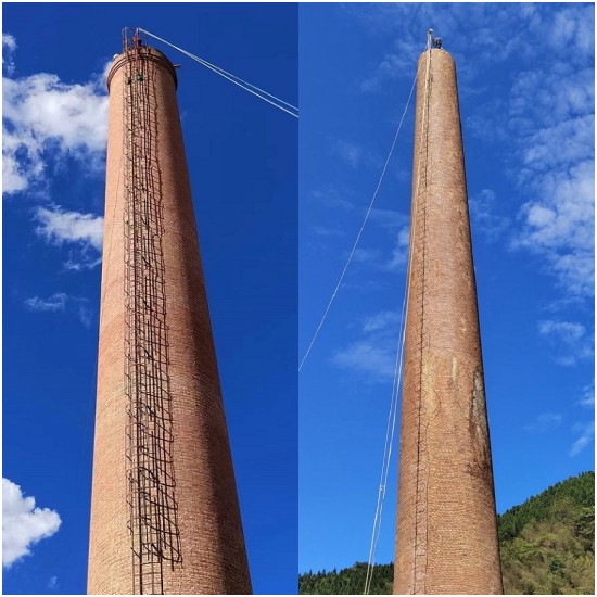 拆除高危煙囪，保障群眾居住安全